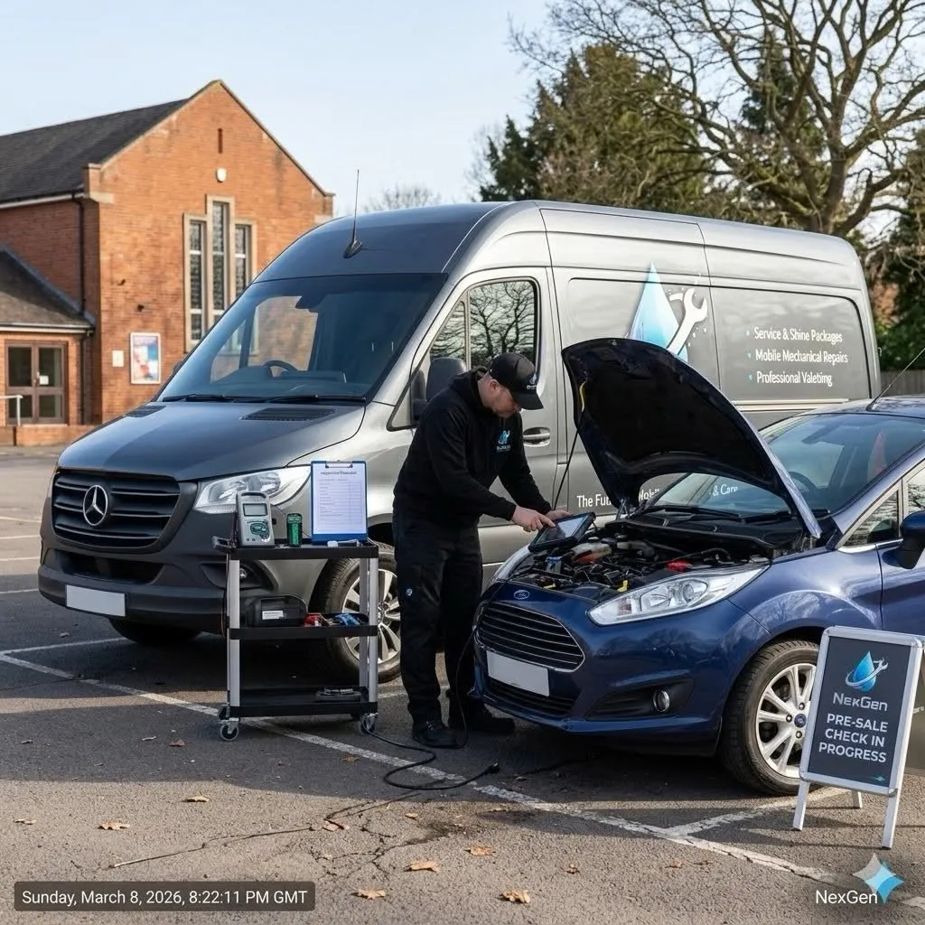 Ford Fiesta engine bay inspected with the bonnet open